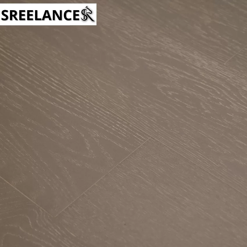 Regular Oak Wood Veneer SPC Flooring In Dark Grey Color