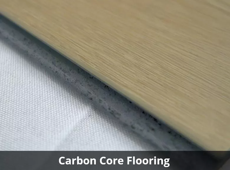 Display of Carbon Core SPC Flooring - A resilient vinyl flooring innovation